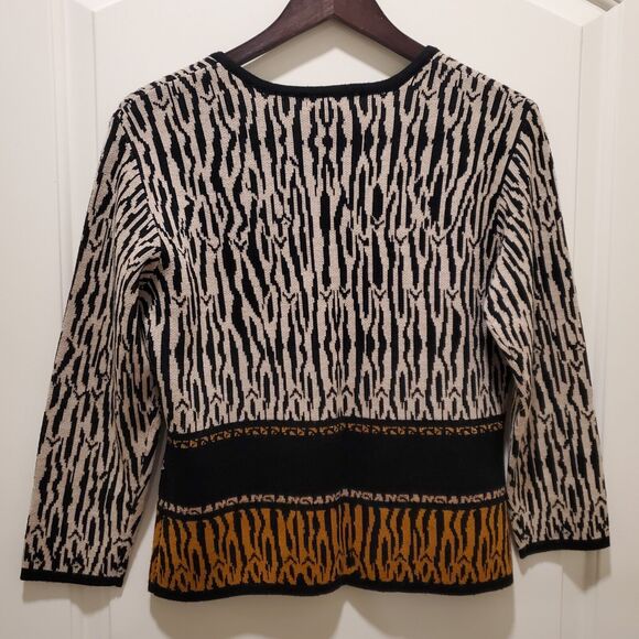 Vintage Ruby Cho Wool Blend Animal Print Embroidered Cardigan Small - Picture 3 of 9